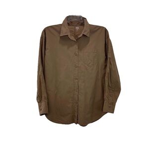 DSG Twitch Alison Womens Button Up Shirt Size Medium Sahara Sand Cotton Relaxed